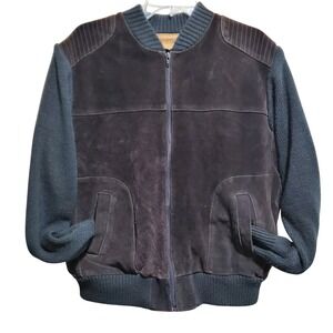 Landmark Contemporary Collection Mens Suede Knit Bomber Jacket XL